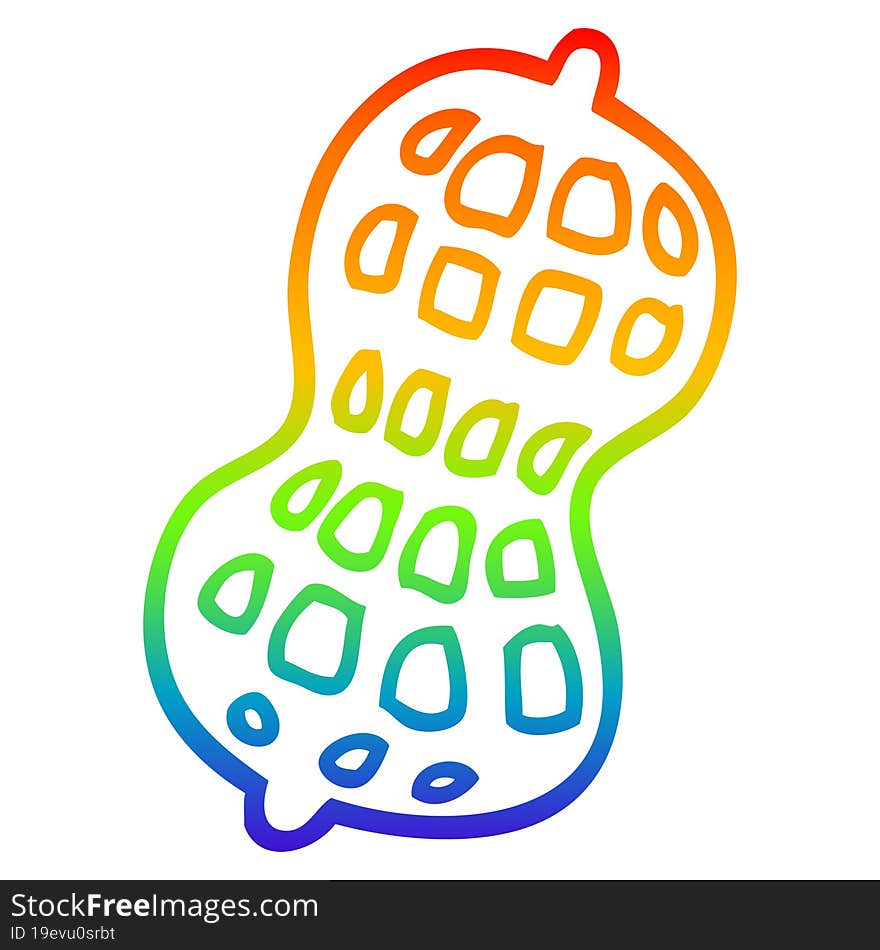 rainbow gradient line drawing of a cartoon peanut