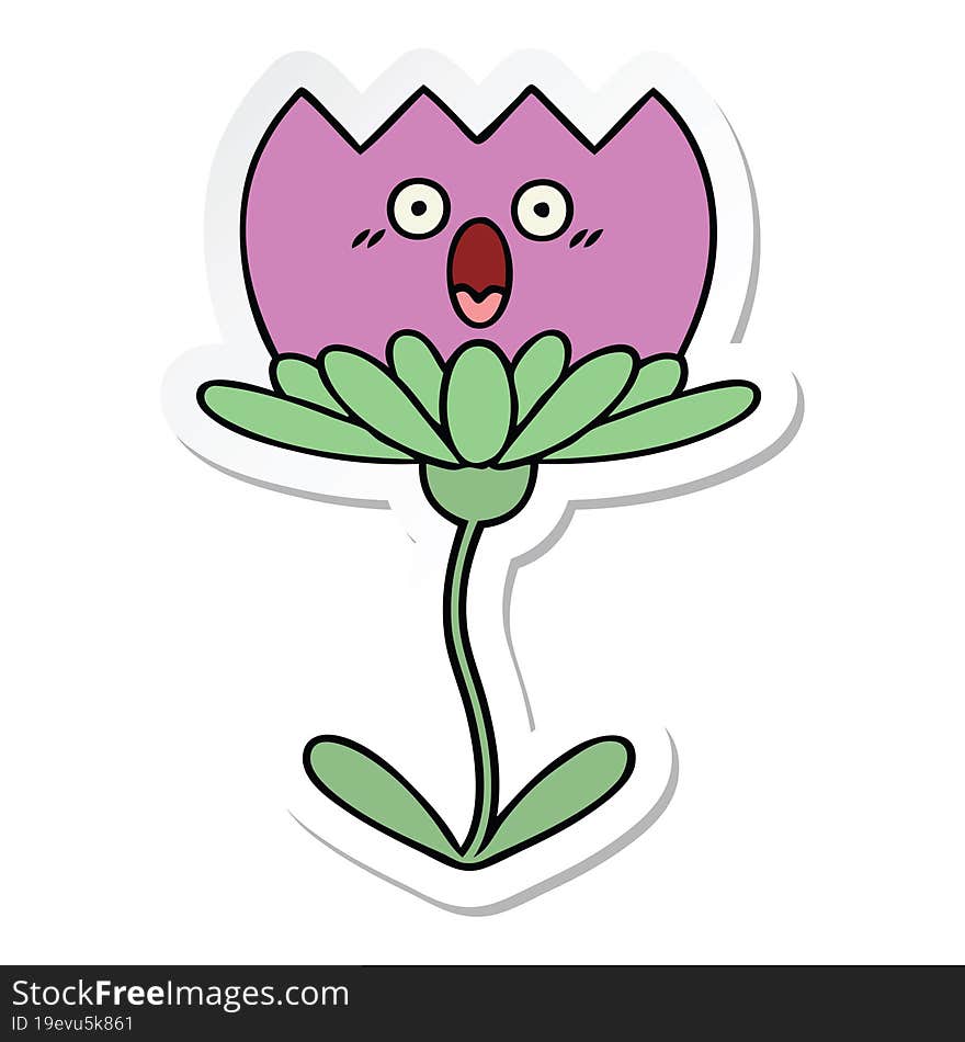 sticker of a cute cartoon flower