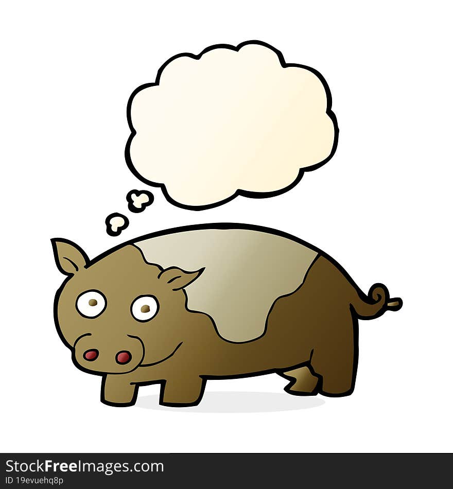 Cartoon Pig With Thought Bubble