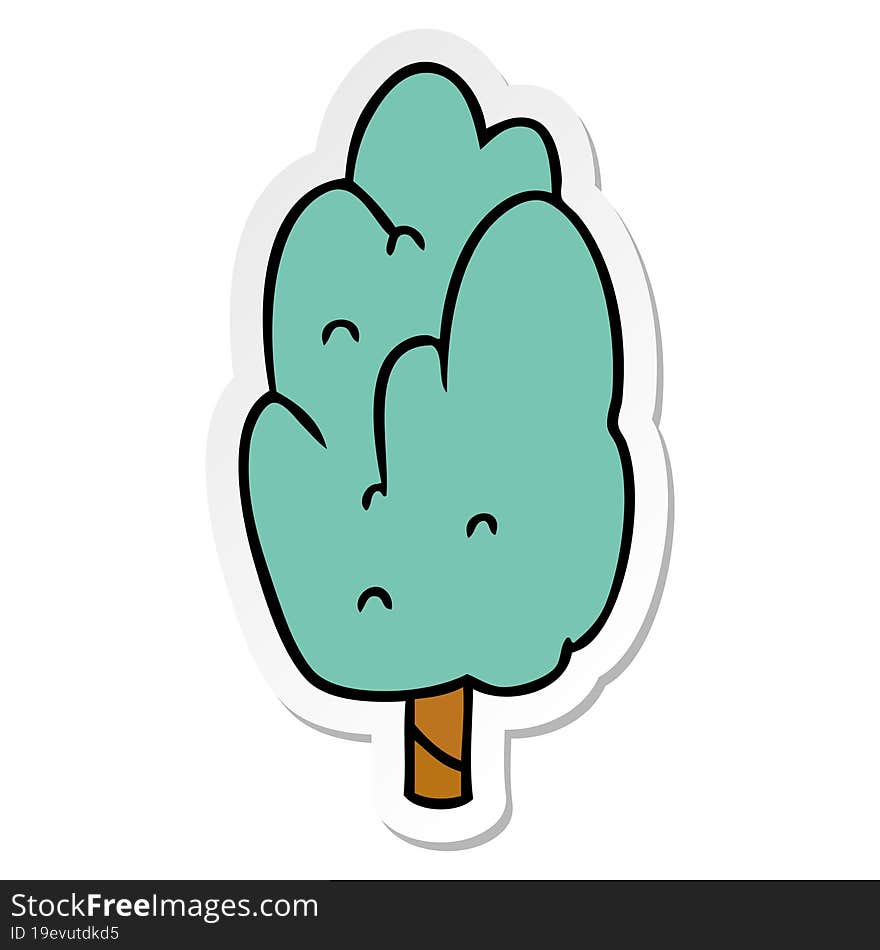 sticker cartoon doodle single green tree