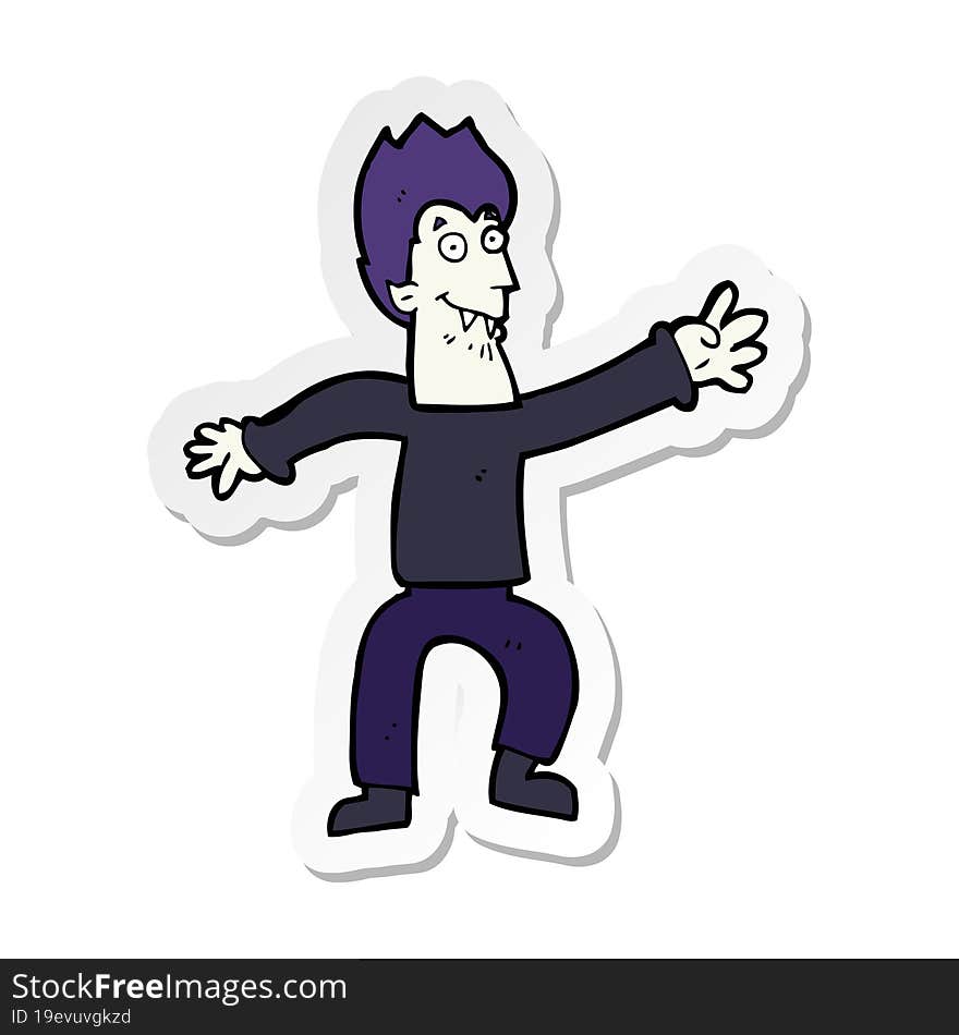 sticker of a cartoon vampire