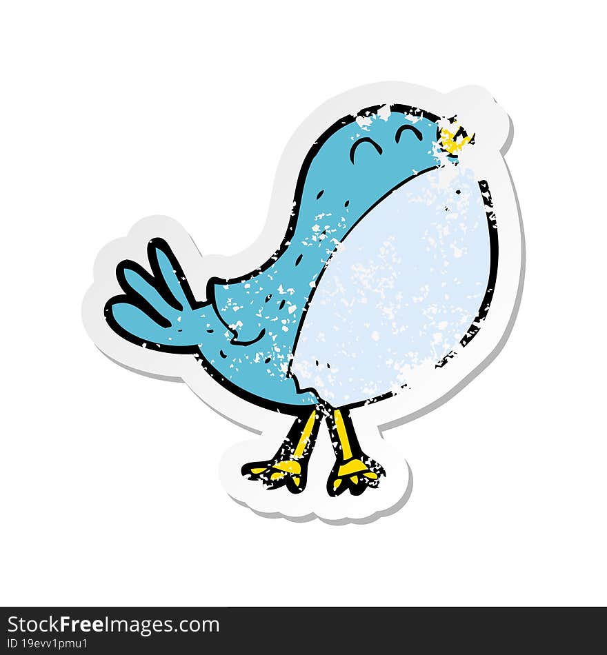 retro distressed sticker of a cartoon singing bird