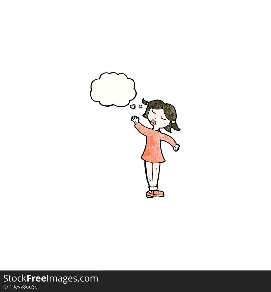 cartoon girl with thought bubble