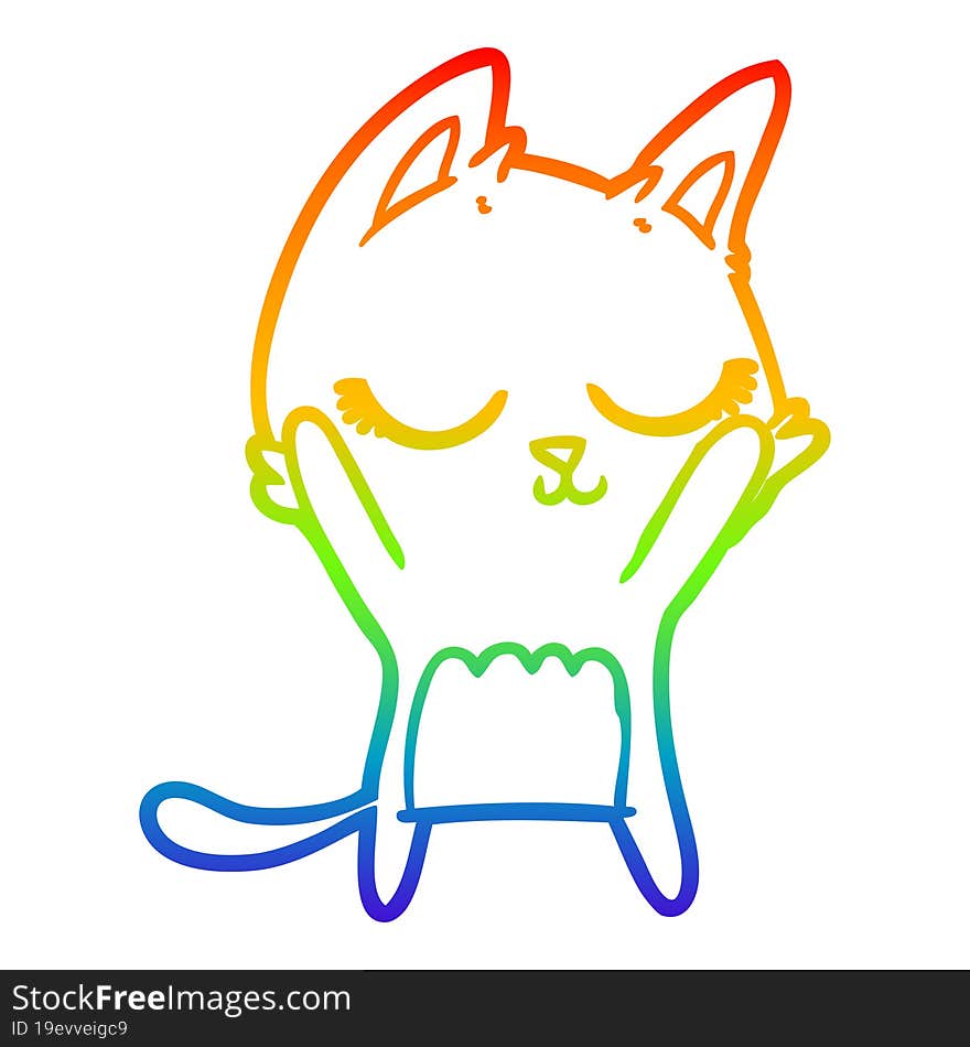 rainbow gradient line drawing calm cartoon cat