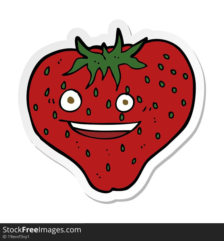 Sticker Of A Cartoon Strawberry