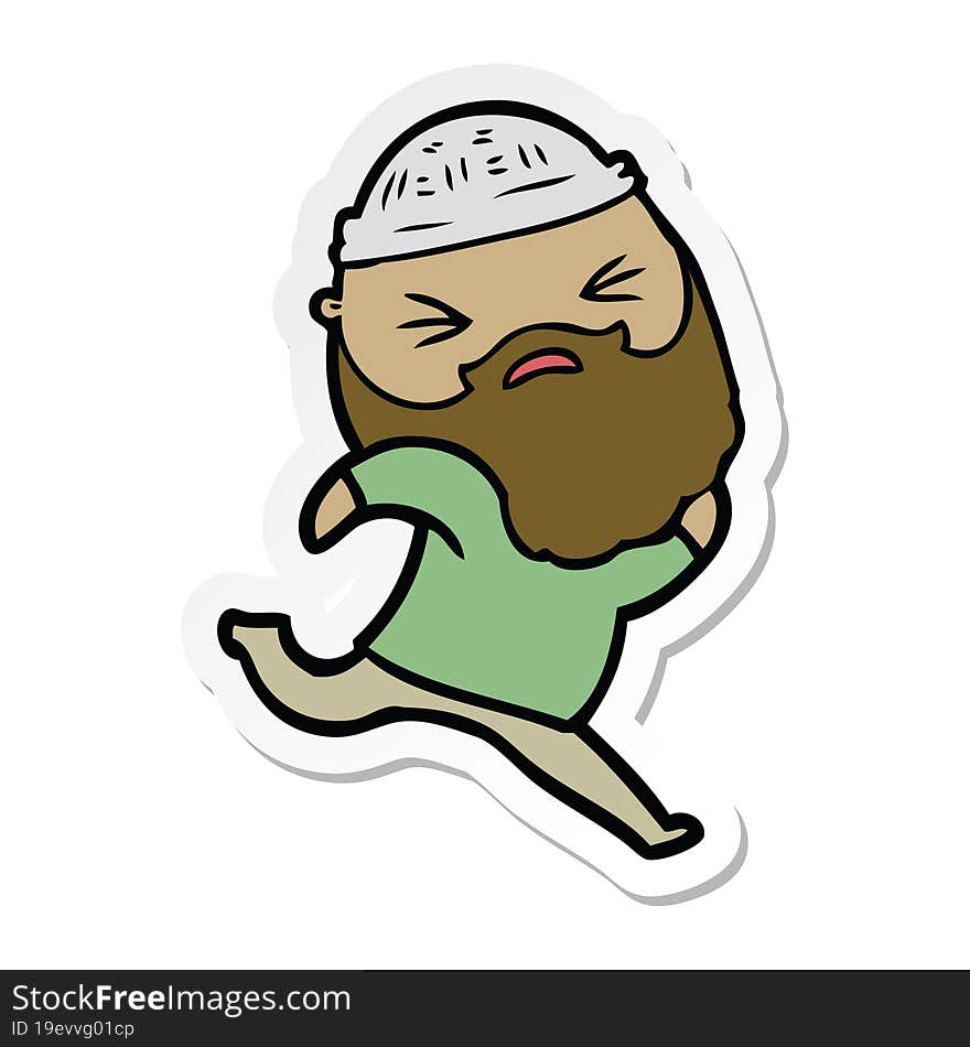 sticker of a cartoon man with beard