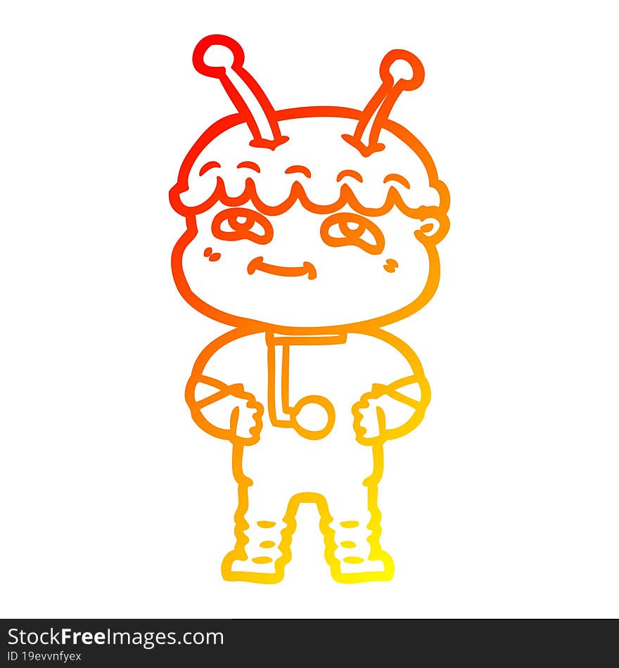 warm gradient line drawing friendly cartoon spaceman