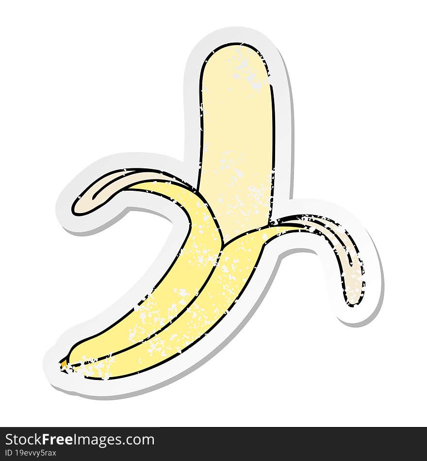 Distressed Sticker Of A Quirky Hand Drawn Cartoon Banana