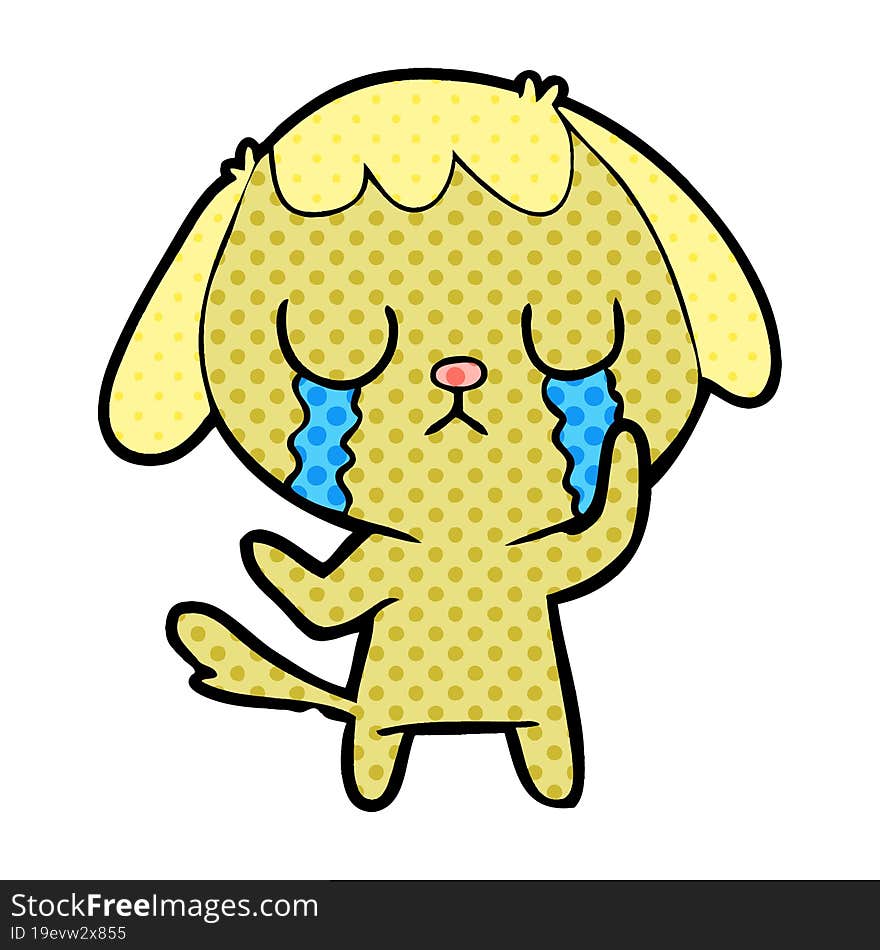 cute cartoon dog crying. cute cartoon dog crying