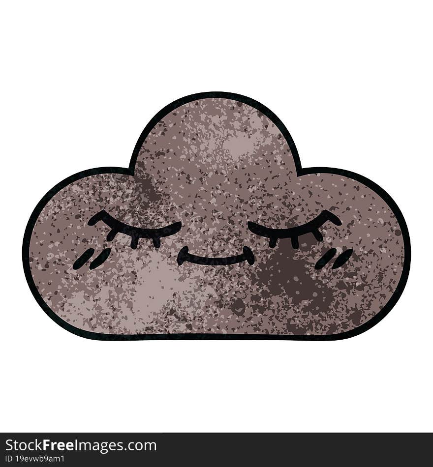 Retro Grunge Texture Cartoon Storm Cloud