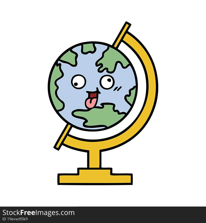 cute cartoon globe of the world