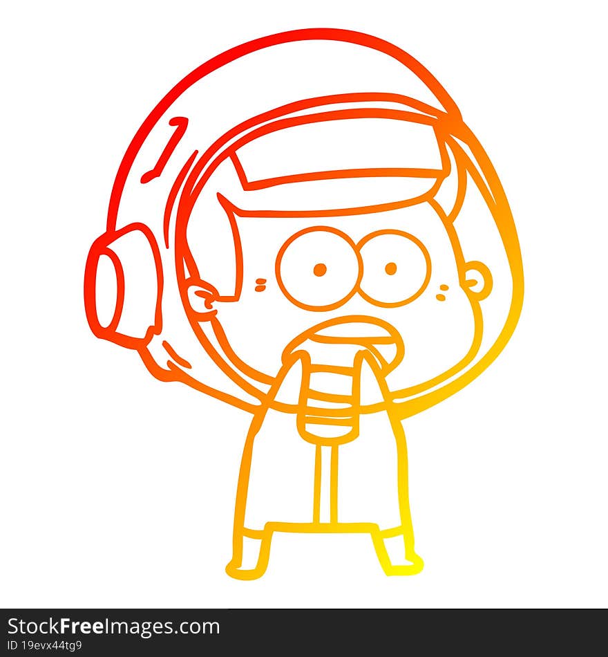 warm gradient line drawing cartoon surprised astronaut