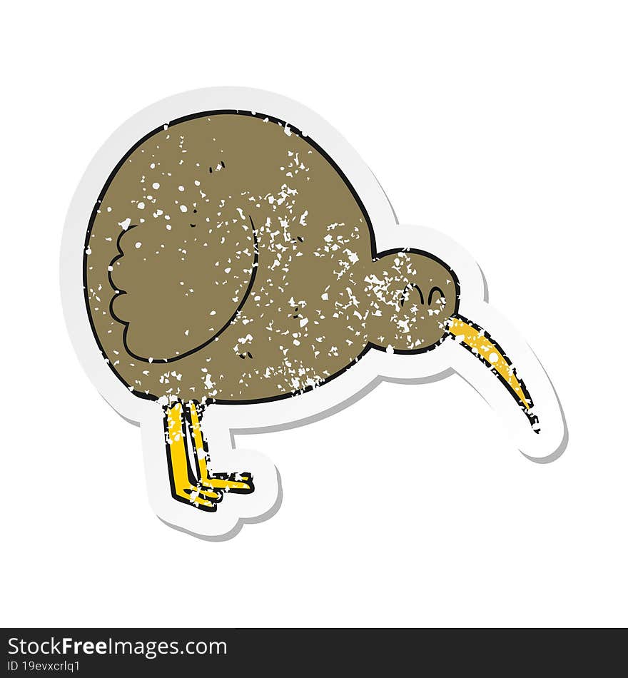 retro distressed sticker of a cartoon kiwi bird