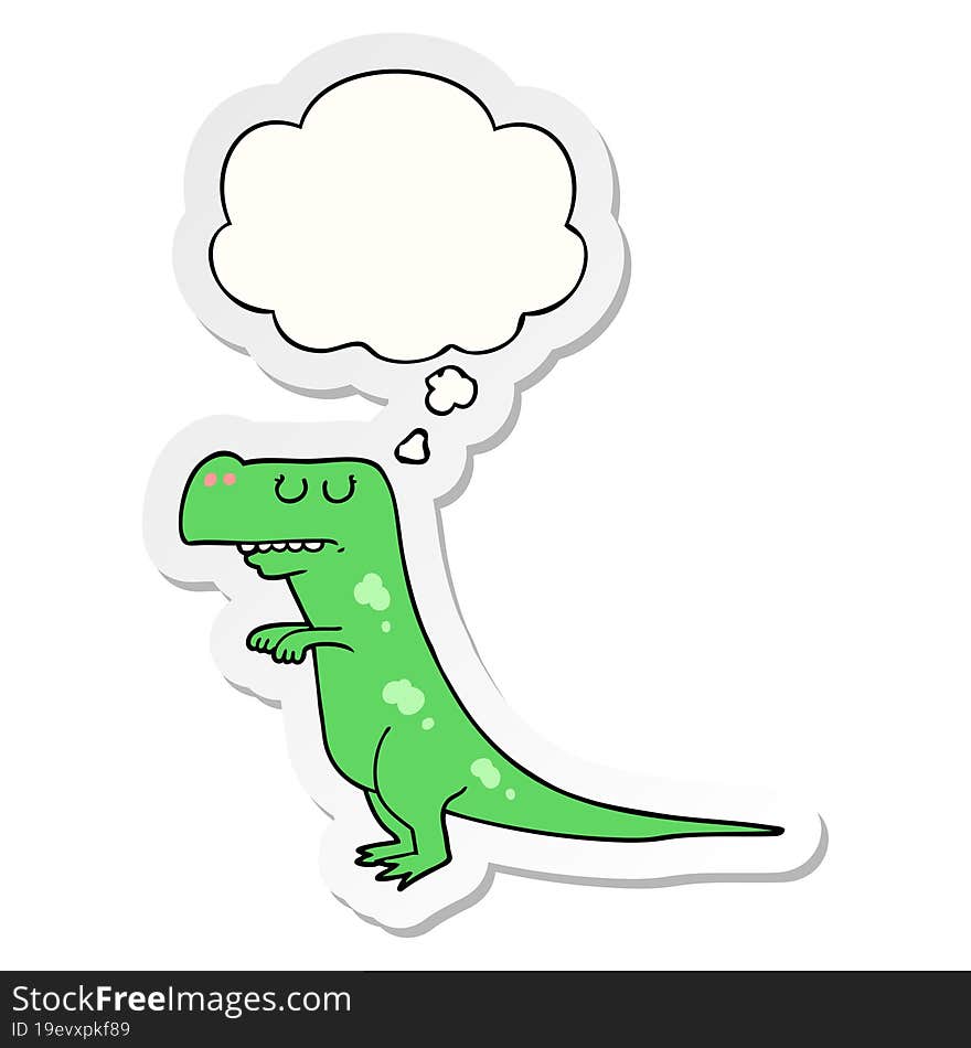 Cartoon Dinosaur And Thought Bubble As A Printed Sticker