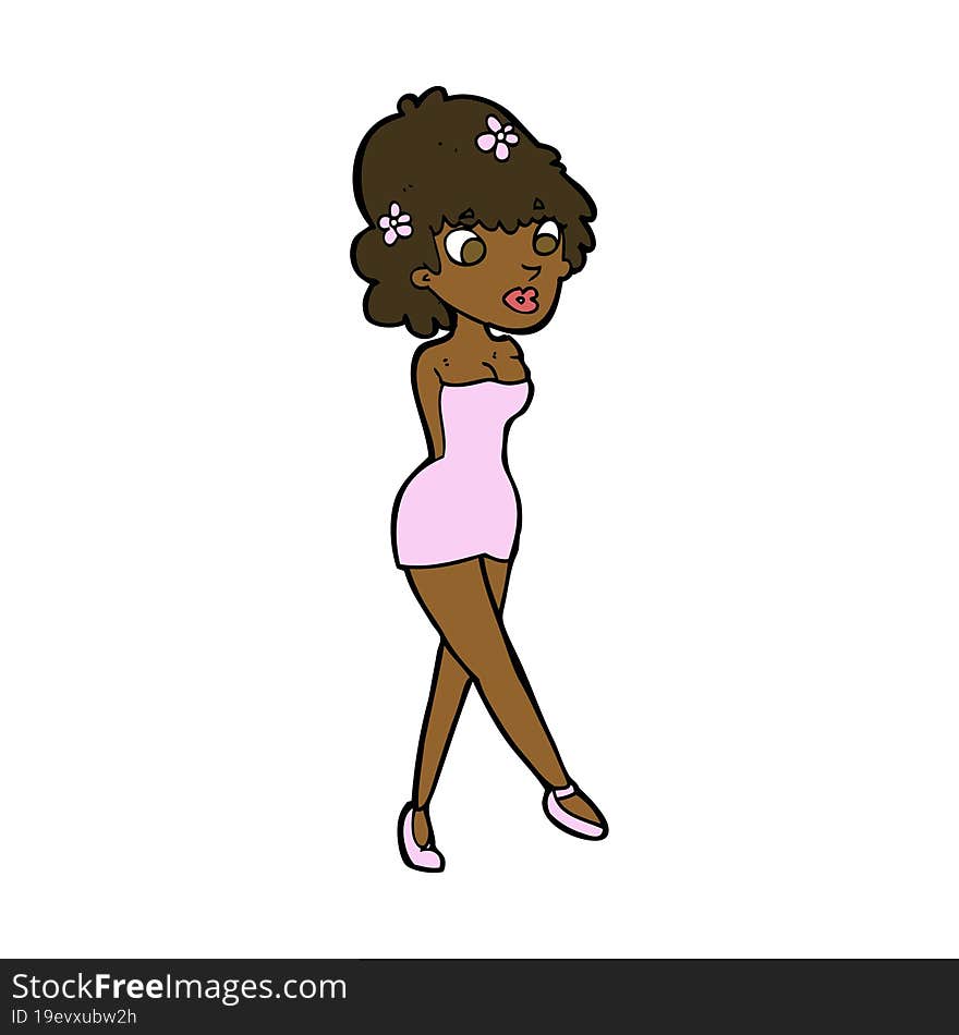 cartoon woman posing in dress