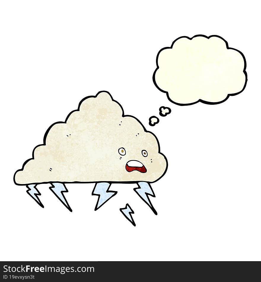 cartoon thundercloud with thought bubble