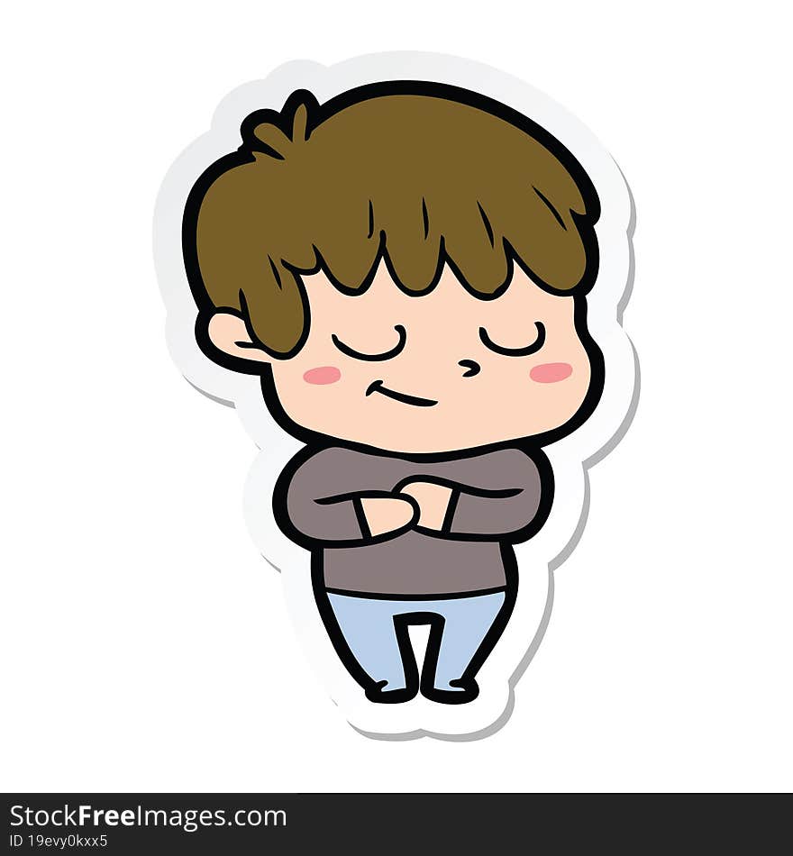 sticker of a happy cartoon boy