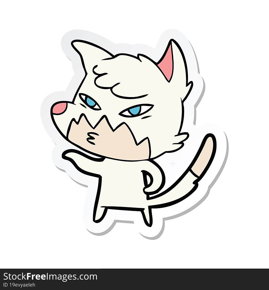 sticker of a clever cartoon fox