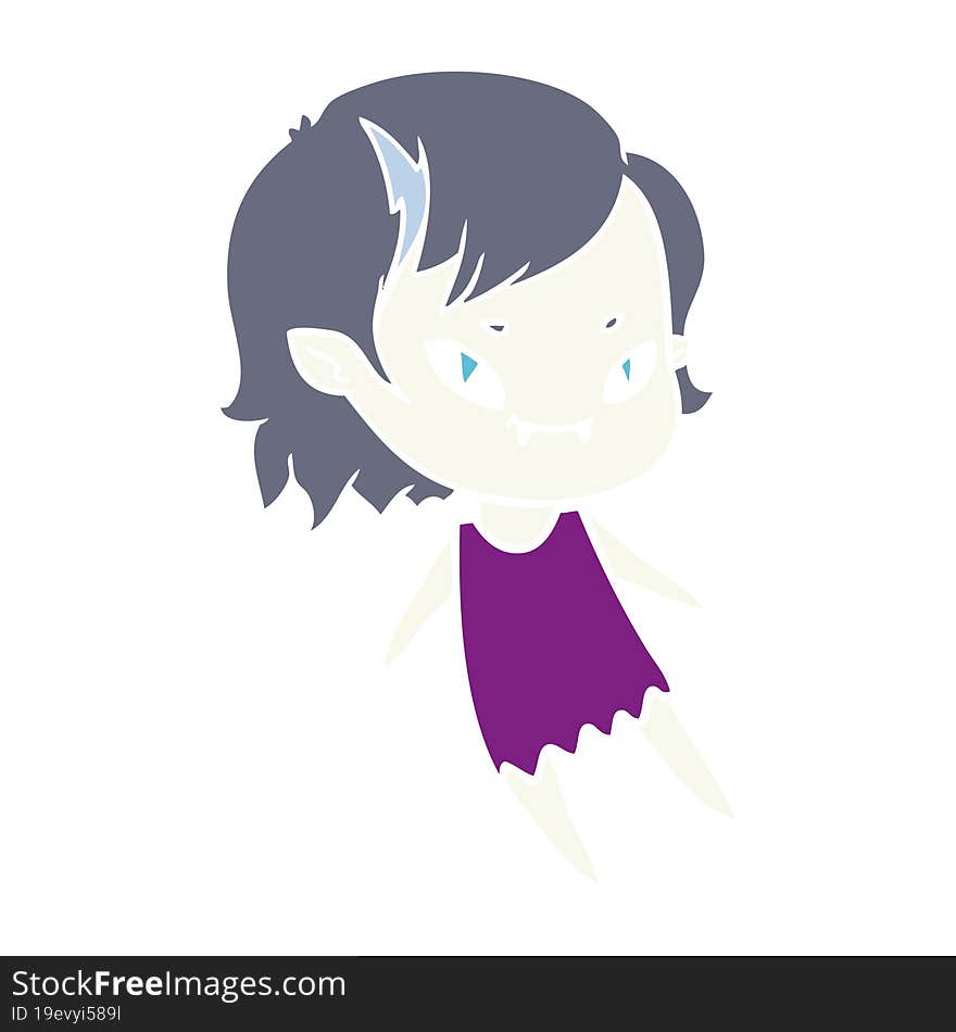 Flat Color Style Cartoon Friendly Vampire Girl