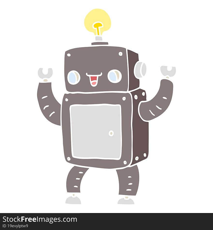 flat color style cartoon happy robot