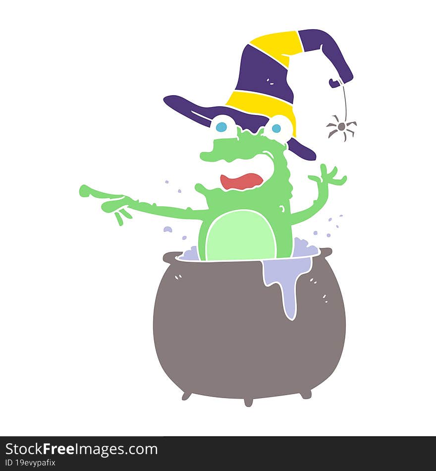 flat color illustration of a cartoon halloween toad