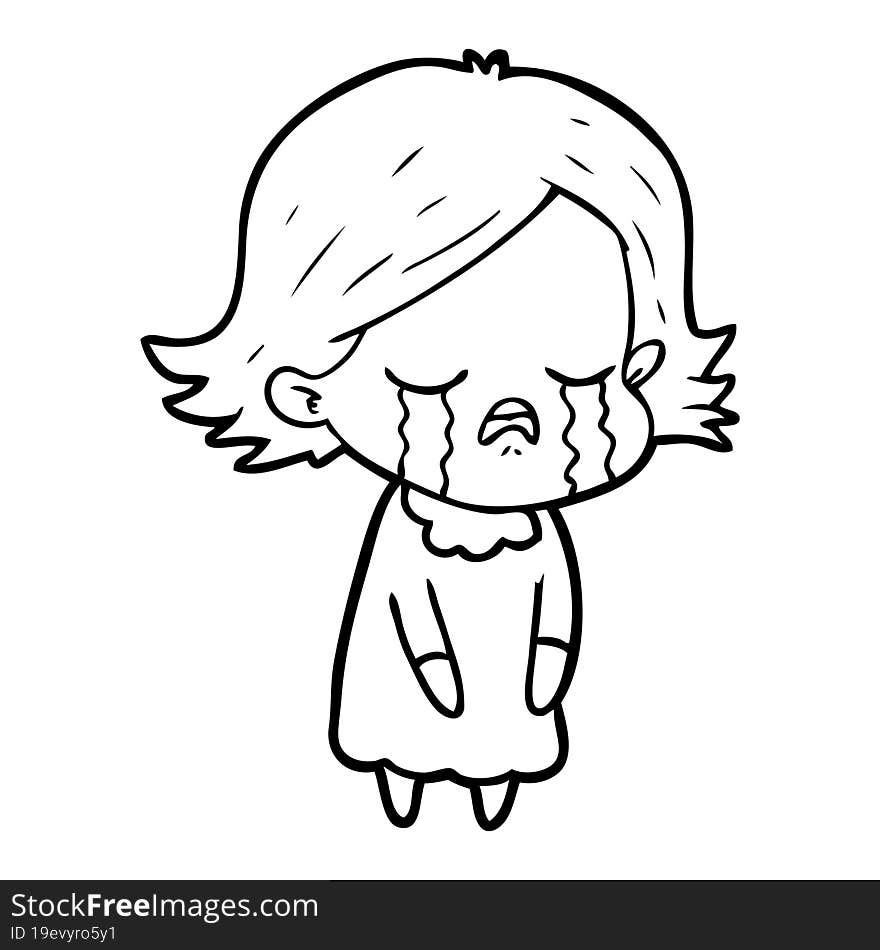 cartoon girl crying. cartoon girl crying