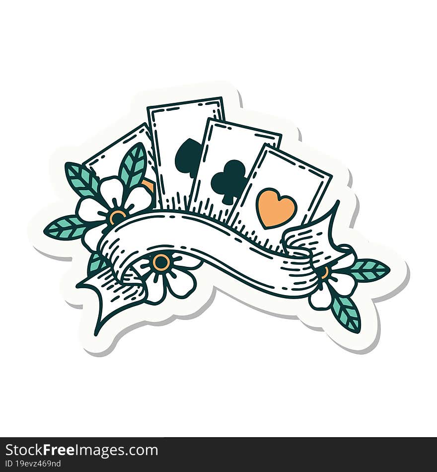 sticker of tattoo in traditional style of cards and banner. sticker of tattoo in traditional style of cards and banner