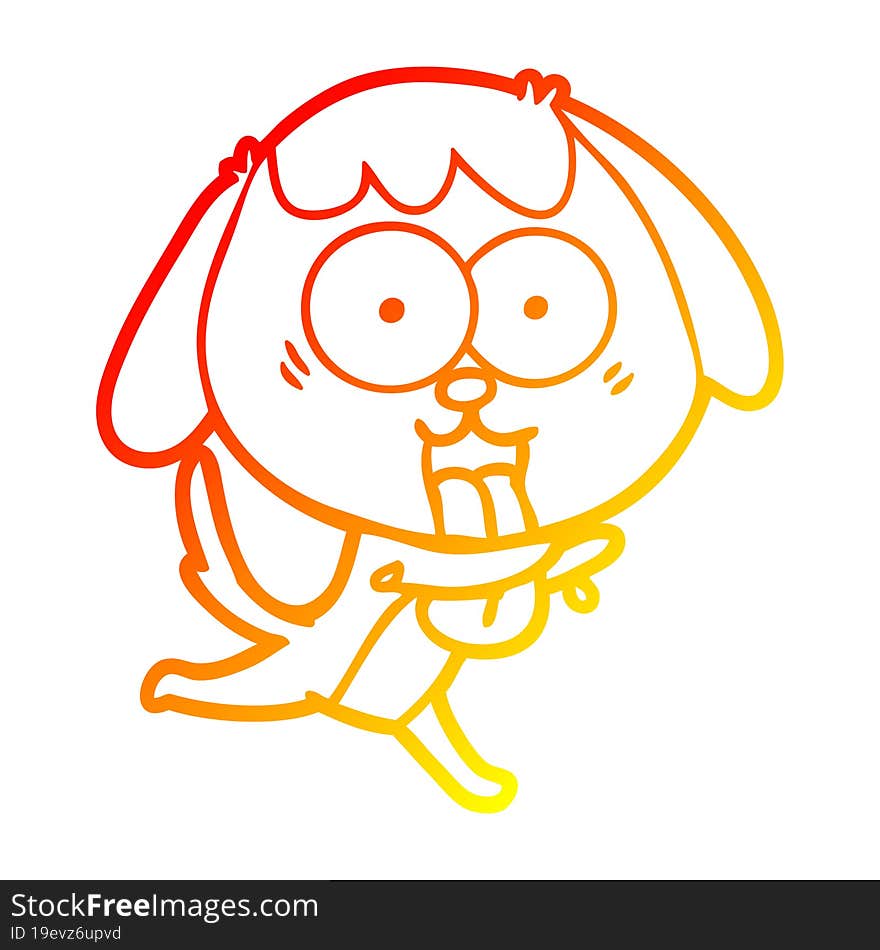 warm gradient line drawing of a cute cartoon dog