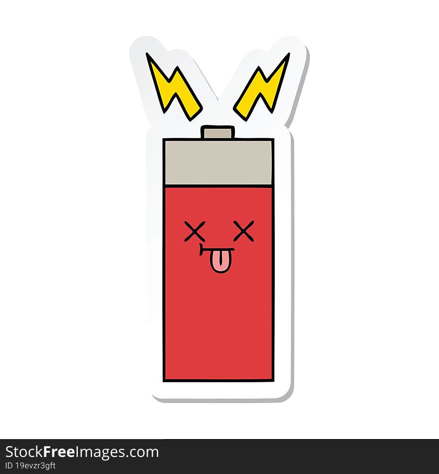 sticker of a cute cartoon battery