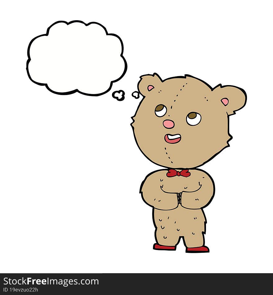 cartoon cute teddy bear with thought bubble