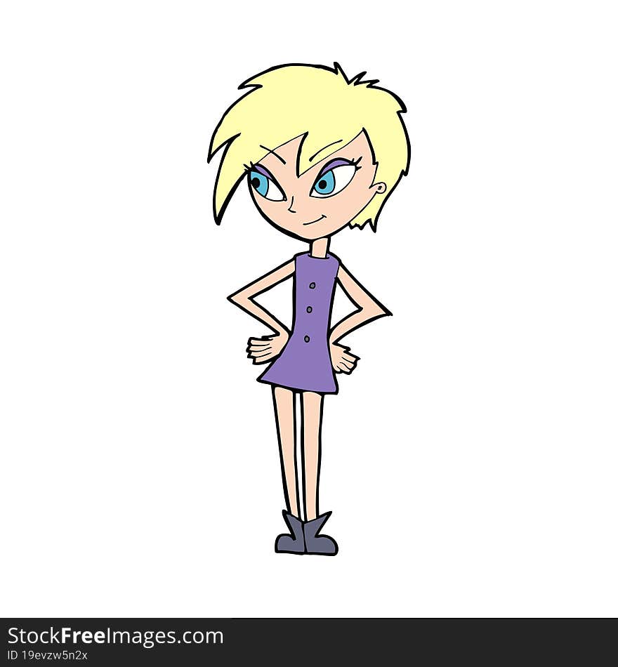 cartoon girl with hands on hips