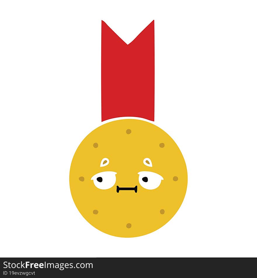 Flat Color Retro Cartoon Gold Medal