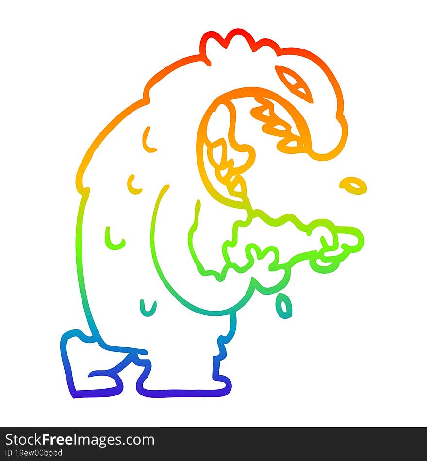 rainbow gradient line drawing cartoon halloween monster