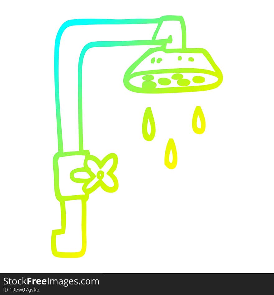 cold gradient line drawing cartoon shower head