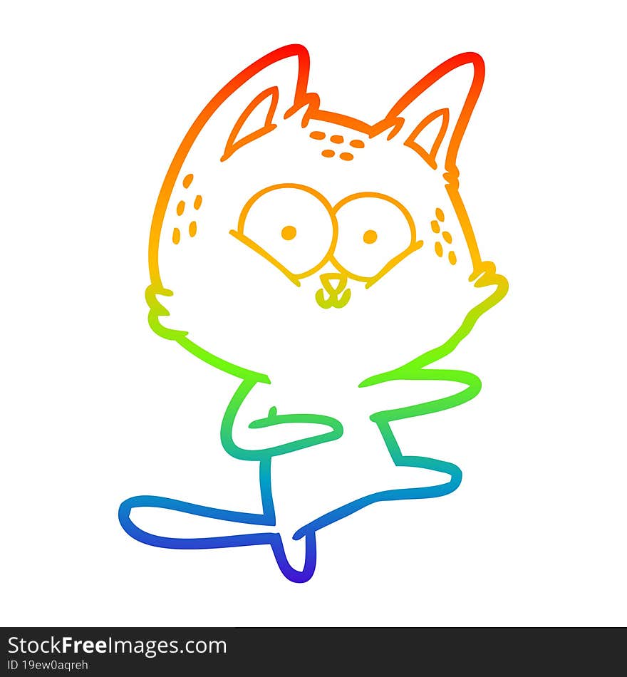 rainbow gradient line drawing cartoon cat dancing