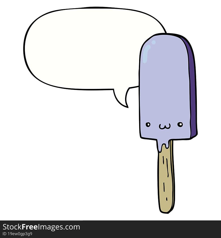 cartoon ice lolly and speech bubble