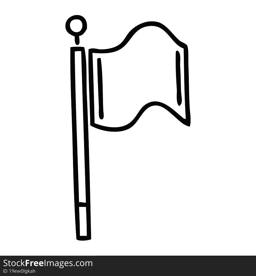 line drawing cartoon of a red flag