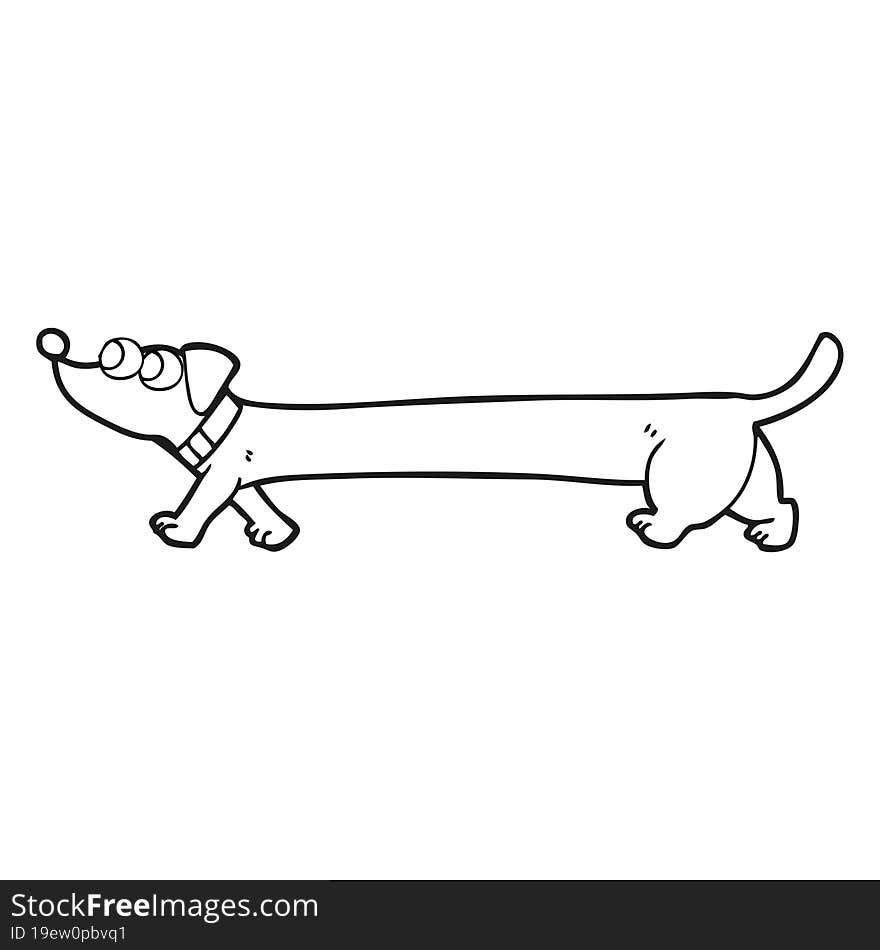 Black And White Cartoon Dachshund