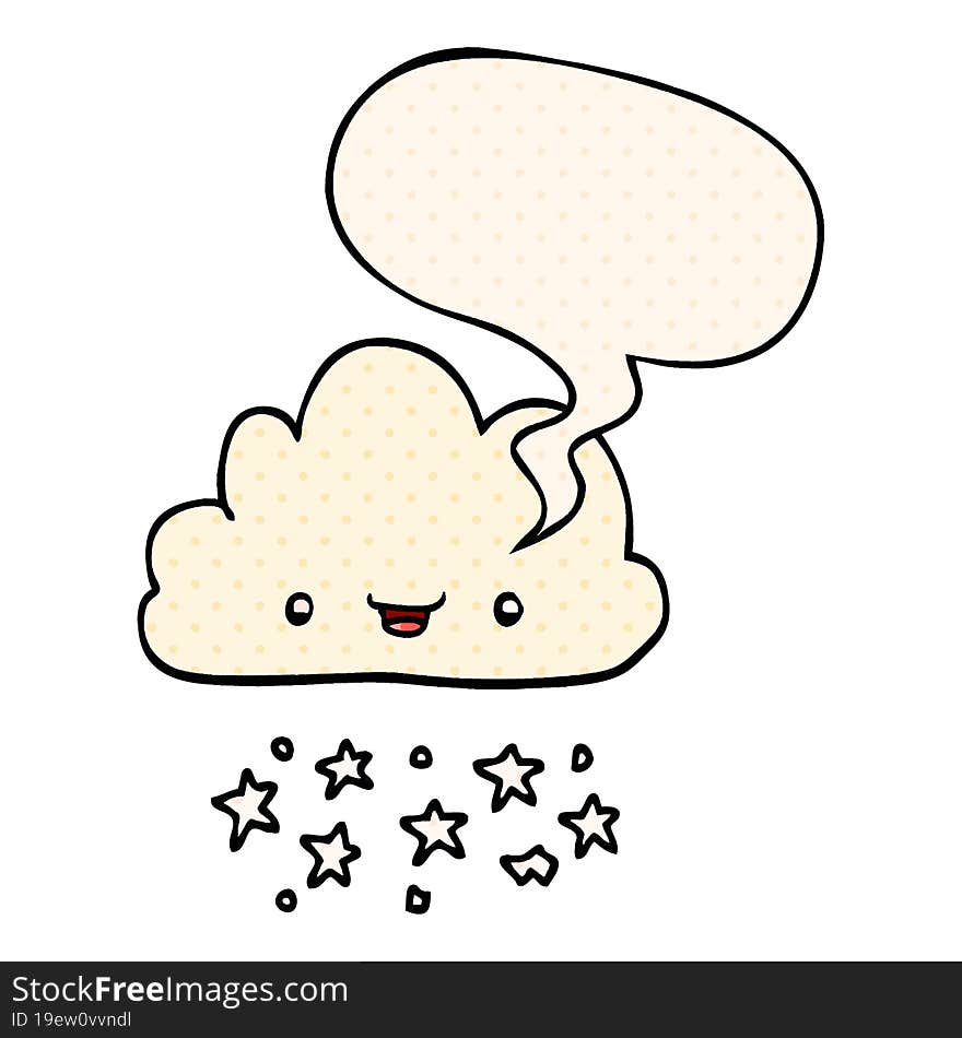 cartoon storm cloud and speech bubble in comic book style