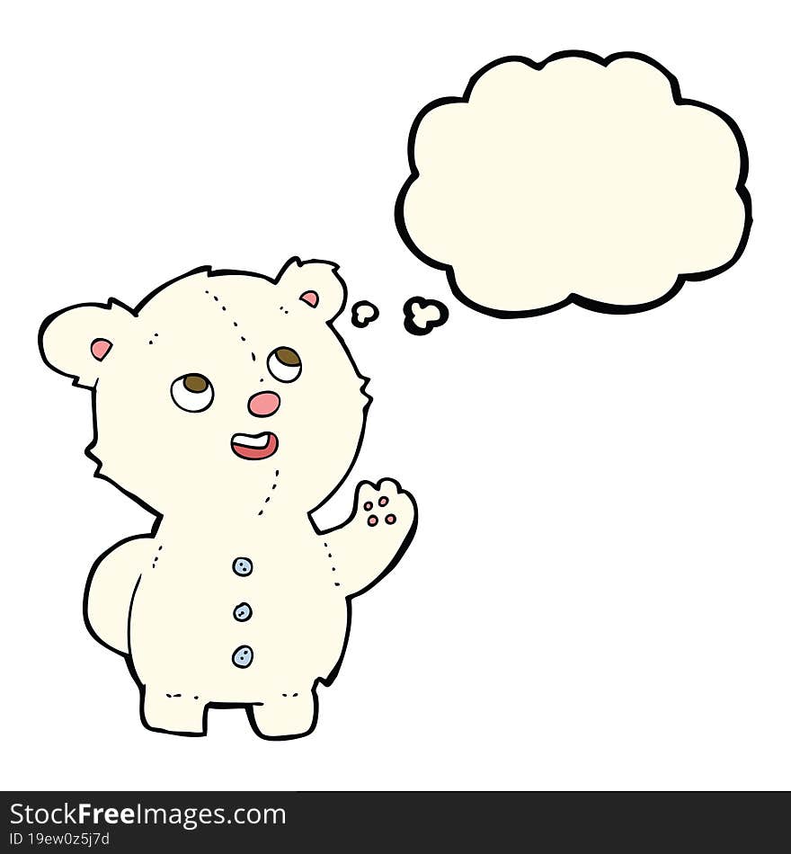 cartoon cute polar bear cub with thought bubble