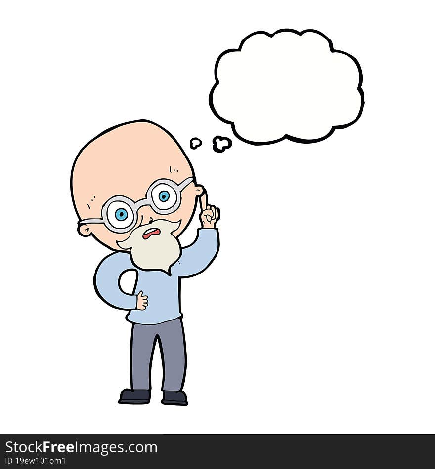 Cartoon Old Man  With Thought Bubble