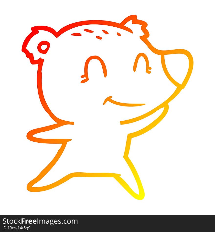 warm gradient line drawing friendly bear cartoon