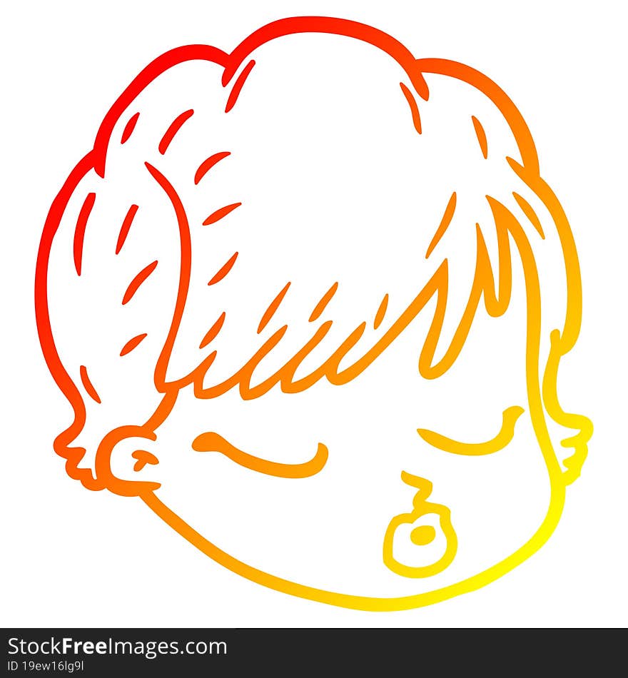 warm gradient line drawing cartoon female face