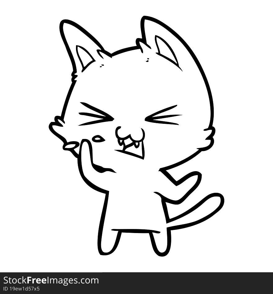 cartoon cat hissing. cartoon cat hissing