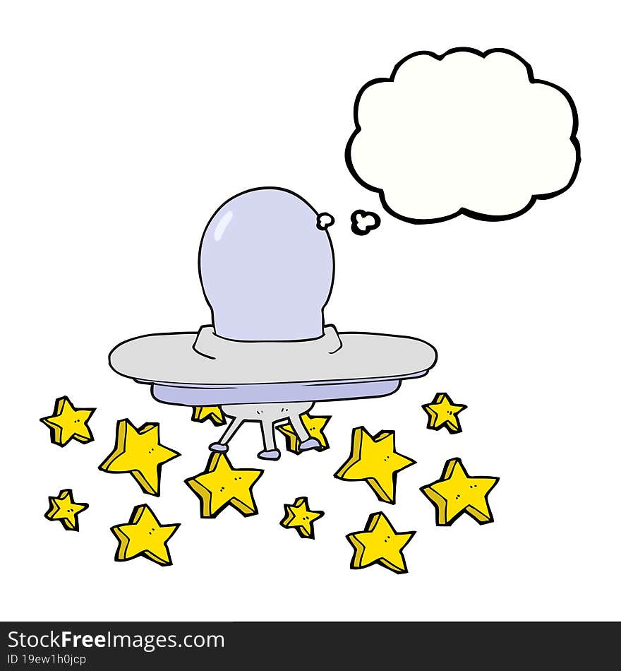 freehand drawn thought bubble cartoon flying saucer