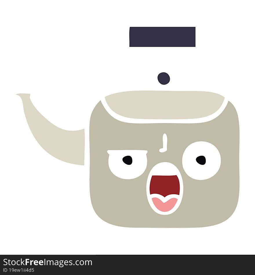 flat color retro cartoon of a kettle