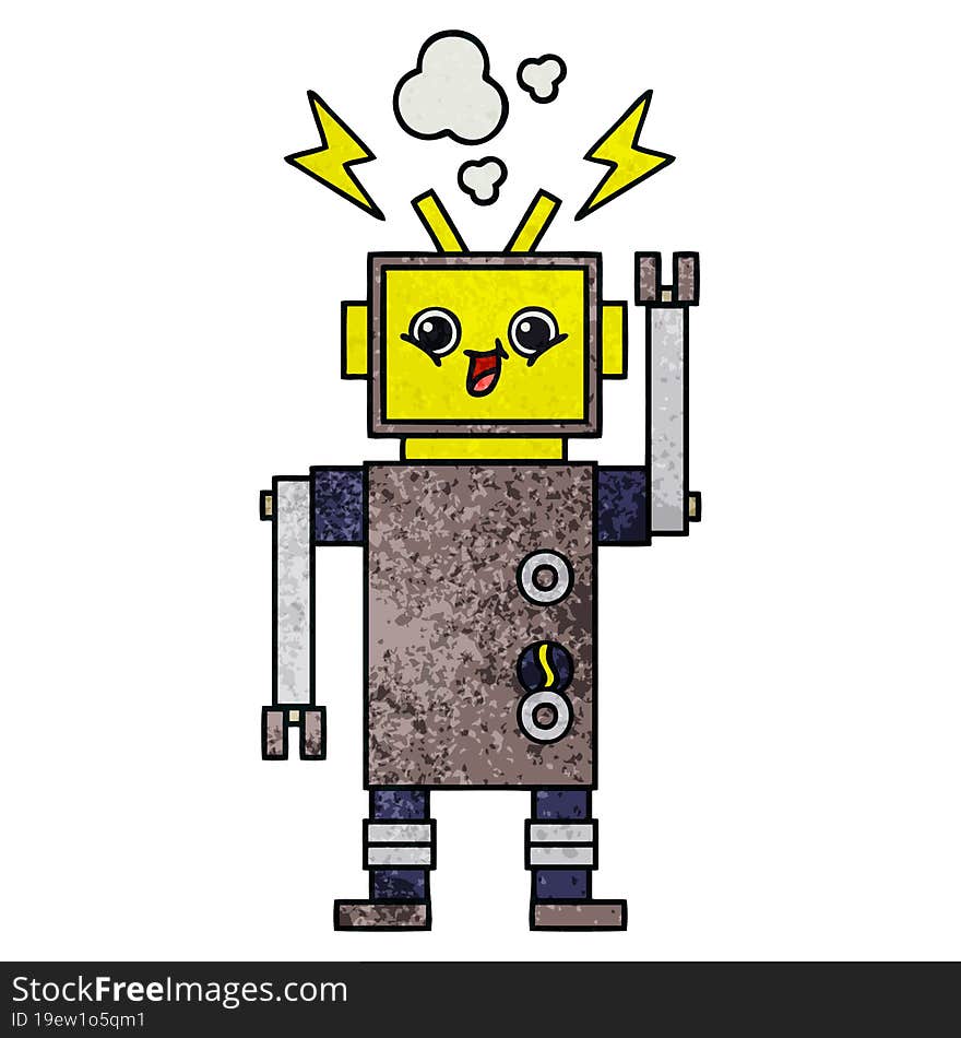 Retro Grunge Texture Cartoon Robot