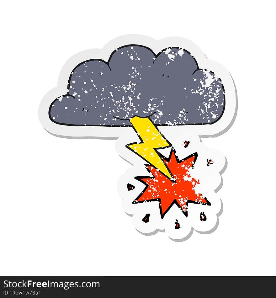 retro distressed sticker of a cartoon thundercloud