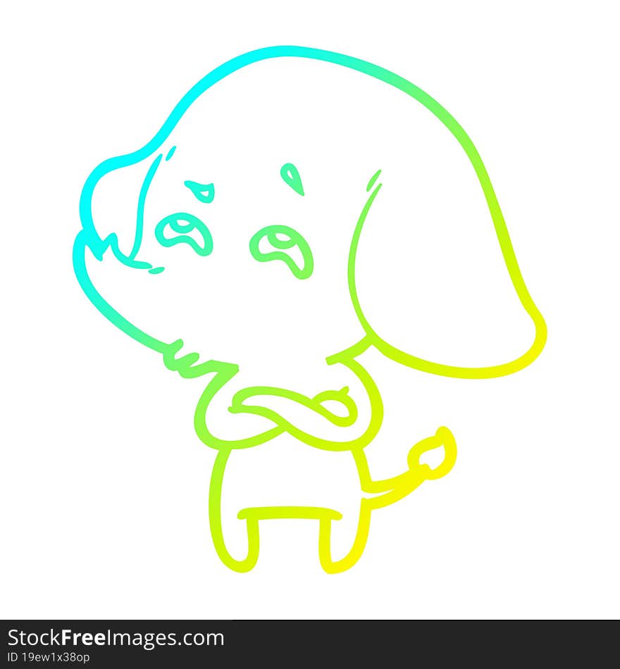 cold gradient line drawing cartoon elephant remembering