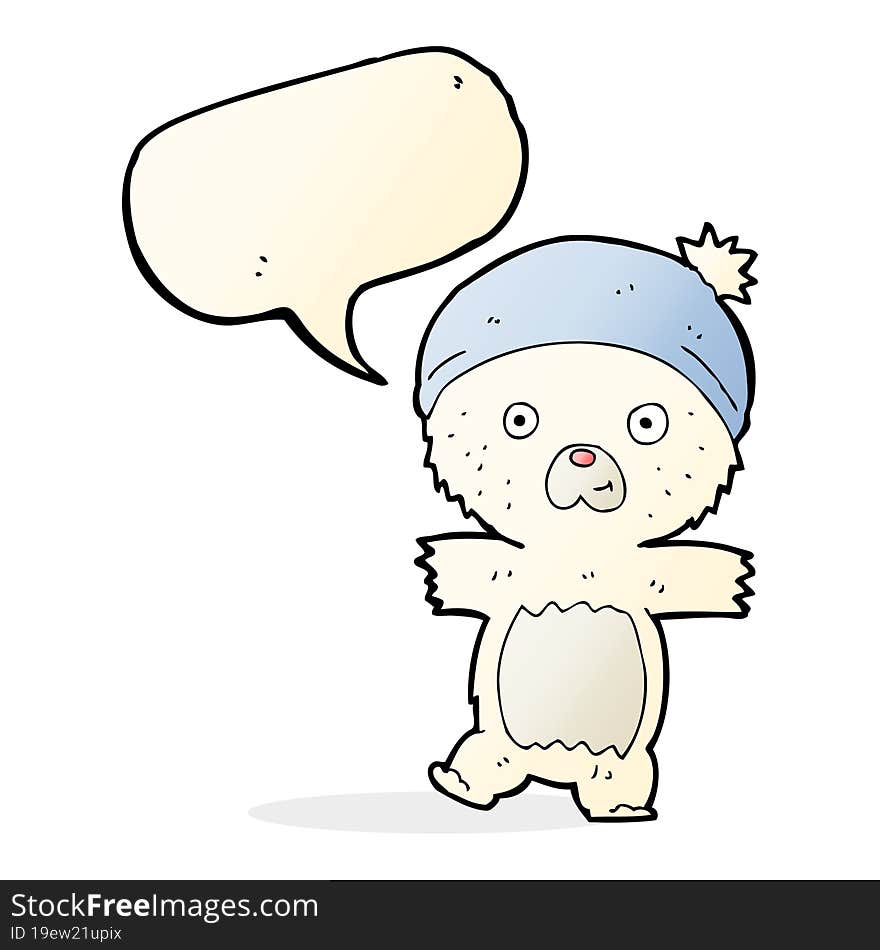 Cartoon Cute Polar Bear With Speech Bubble